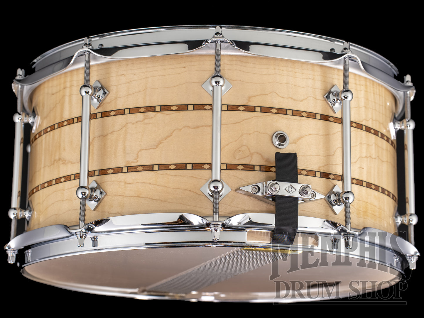 Craviotto 14x7 Custom Shop Curly Maple Snare Drum with Dual Walnut Inlay