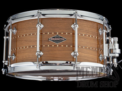 Craviotto 14x7 Custom Shop Walnut Snare Drum with Dual Walnut Inlay - Natural Gloss Lacquer