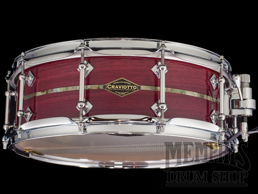 Craviotto 14x5 Heirloom Series Purpleheart Snare Drum with Black Tahitian Pearl Abalone Inlay