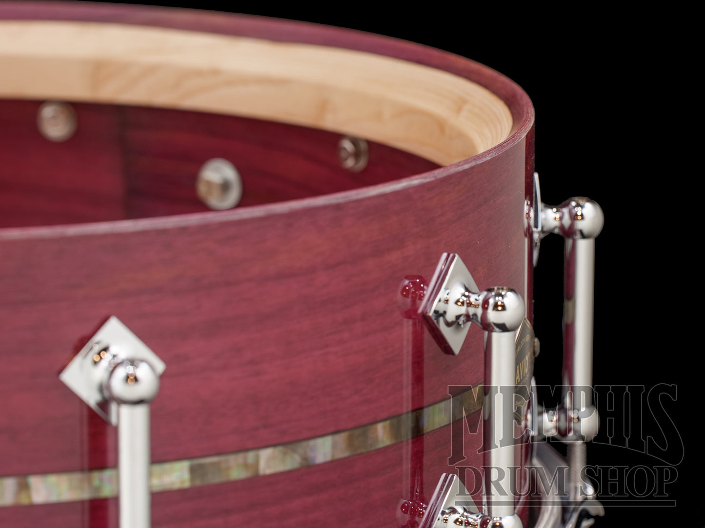 Craviotto 14x5 Heirloom Series Purpleheart Snare Drum with Black Tahitian Pearl Abalone Inlay