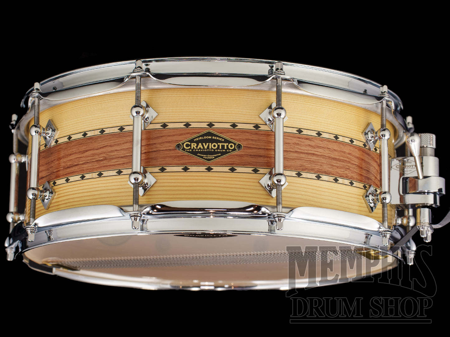 Craviotto 14x5.5 Heirloom Series Spruce/Padauk Snare Drum with Dual Maple Inlay