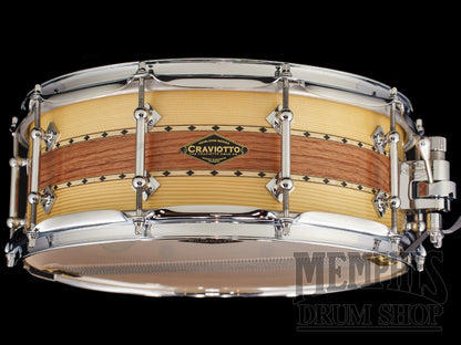 Craviotto 14x5.5 Heirloom Series Spruce/Padauk Snare Drum with Dual Maple Inlay