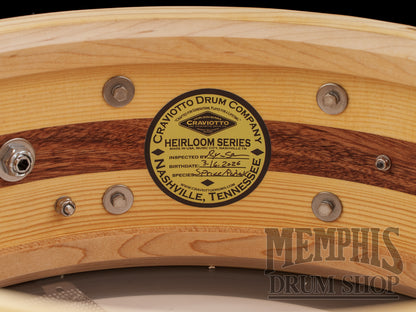 Craviotto 14x5.5 Heirloom Series Spruce/Padauk Snare Drum with Dual Maple Inlay