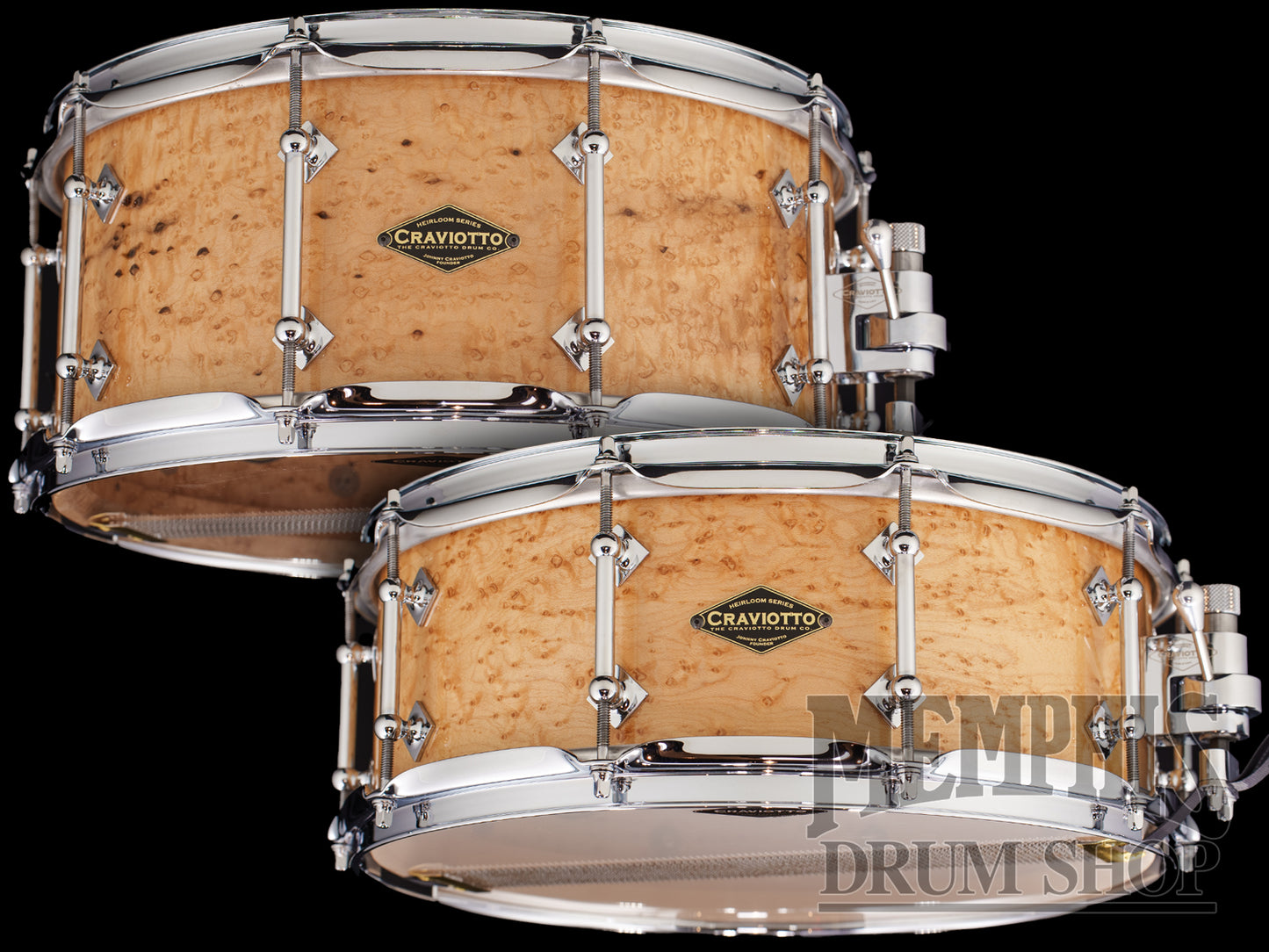 Craviotto 14x5.5 and 14x6.5 Heirloom Series Birdseye Maple Snare Drums - Set of 2
