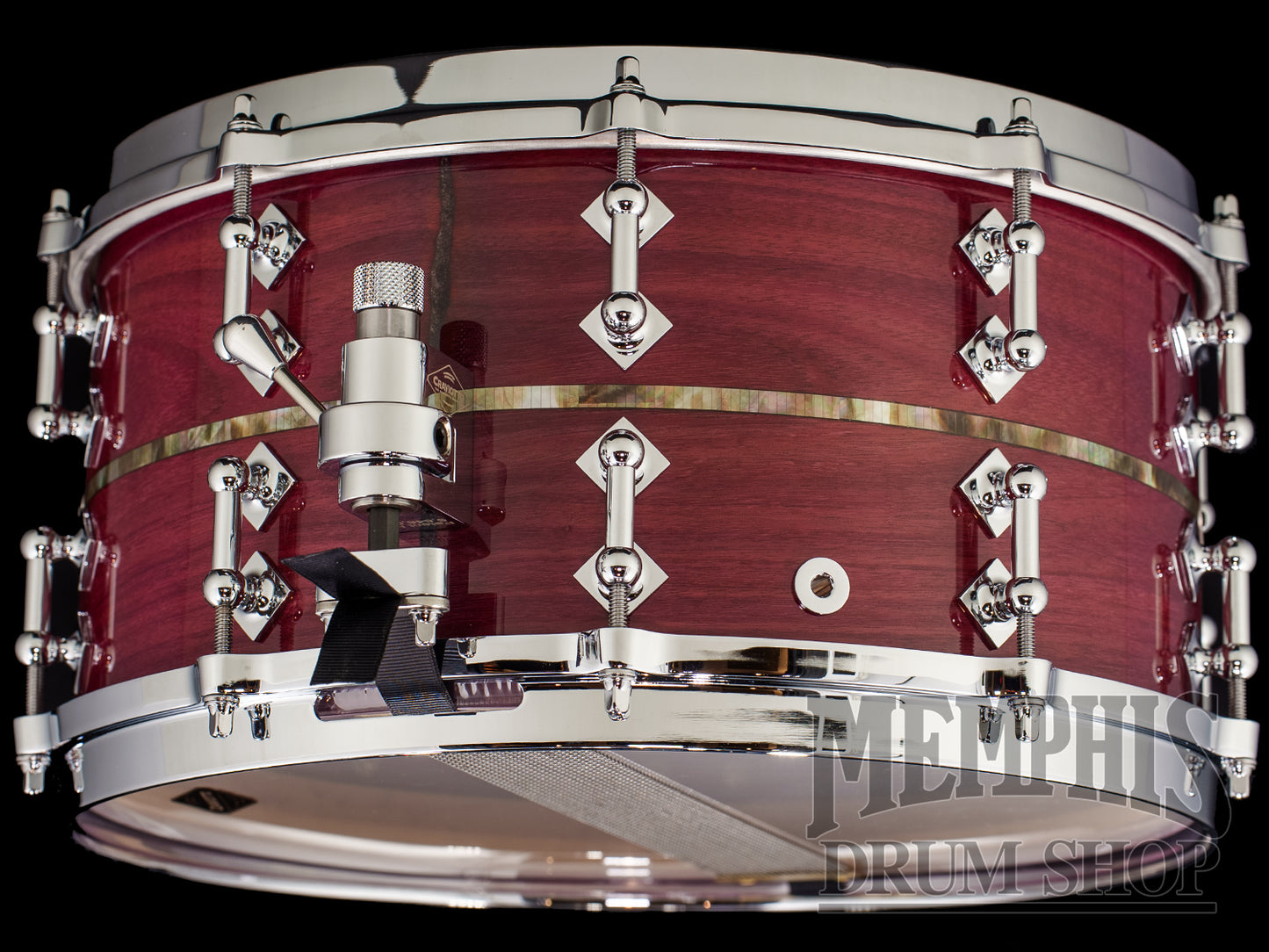 Craviotto 14x7 Heirloom Series Purpleheart Snare Drum with Black Tahitian Pearl Abalone Inlay