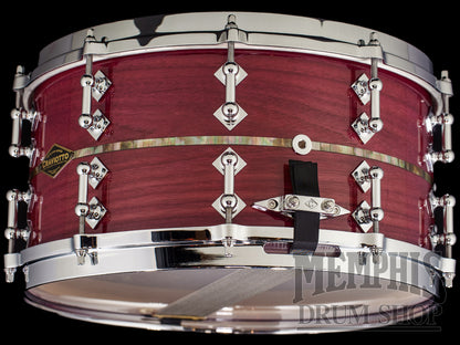 Craviotto 14x7 Heirloom Series Purpleheart Snare Drum with Black Tahitian Pearl Abalone Inlay