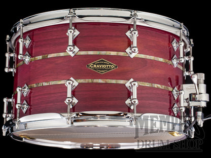 Craviotto 14x8.0 Heirloom Series Purpleheart Snare Drum with Dual Black Tahitian Pearl Abalone Inlay
