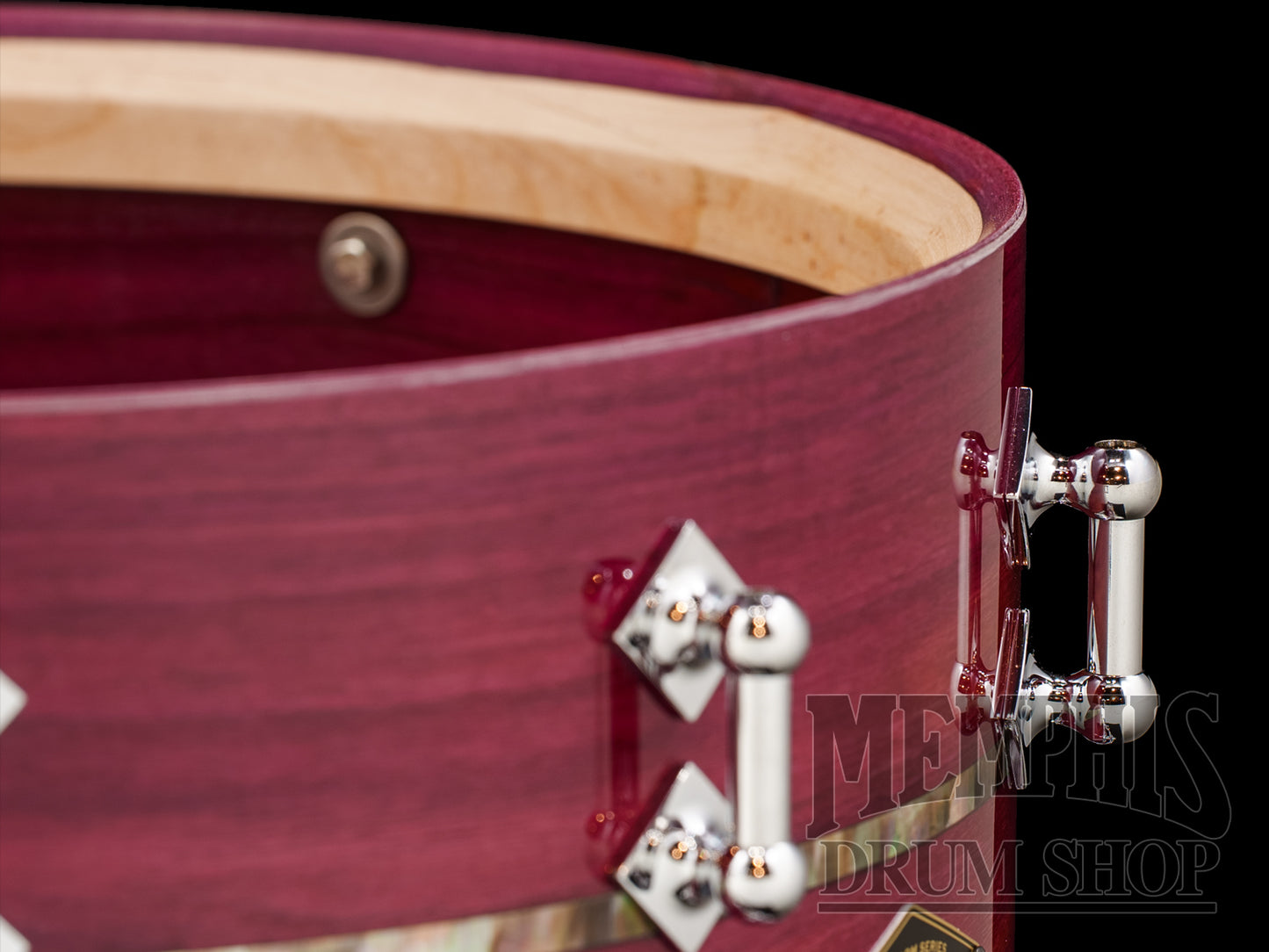 Craviotto 14x8.0 Heirloom Series Purpleheart Snare Drum with Dual Black Tahitian Pearl Abalone Inlay