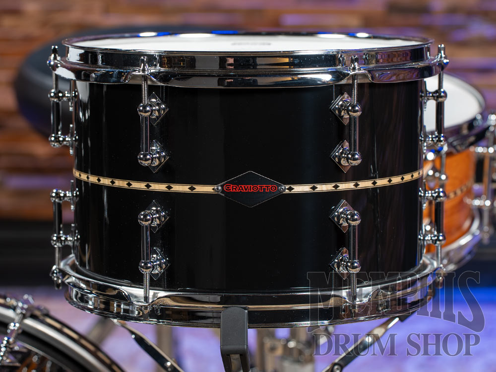 Craviotto Custom Shop Maple Drum Set with Maple Inlay 20/12/14 - Black Lacquer