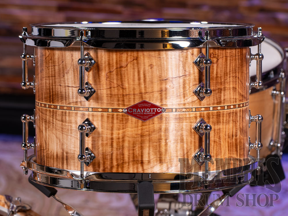 Craviotto Private Reserve Burnt Curly Maple Drum Set with Walnut Inlay 20/12/14