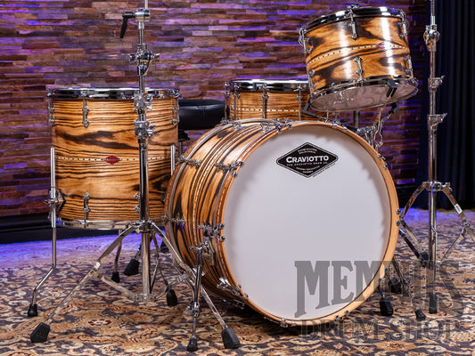 Craviotto Private Reserve Ash Drum Set with Maple Inlay 22/13/16/14 - Burnt Wide Band Ash
