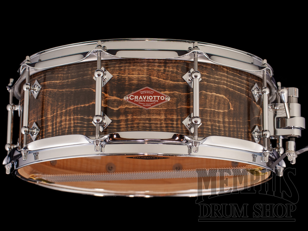 Craviotto 14x5.5 President's Collection Figured Curly Maple Snare Drum - Medium Ebonized Finish