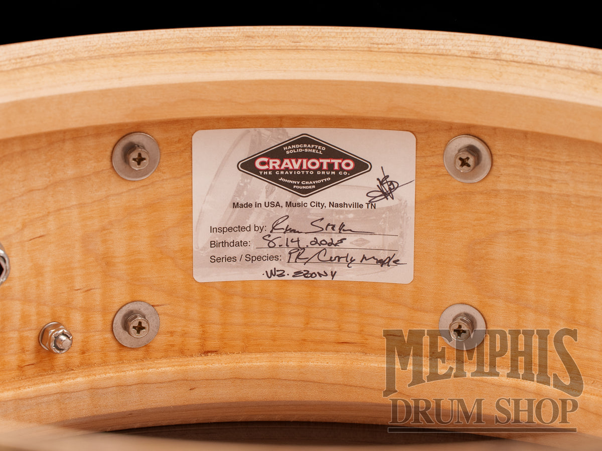 Craviotto 14x5.5 President's Collection Figured Curly Maple Snare Drum - Medium Ebonized Finish