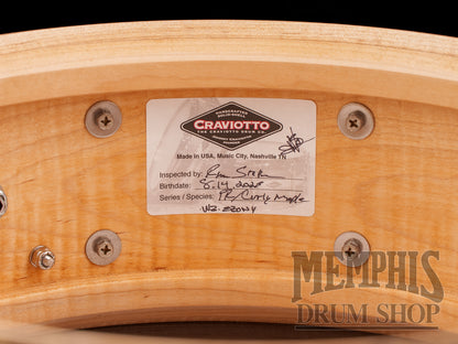 Craviotto 14x5.5 President's Collection Figured Curly Maple Snare Drum - Medium Ebonized Finish