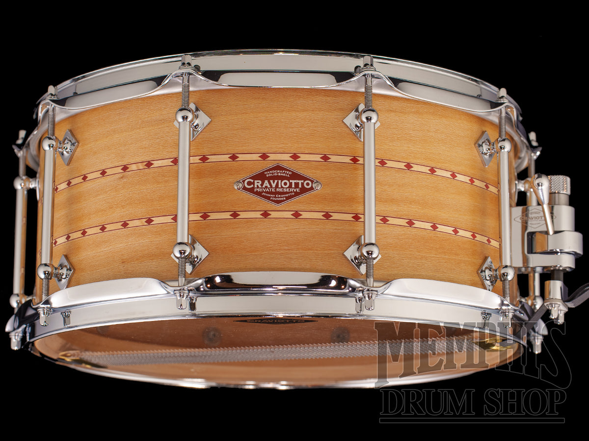 Craviotto 14x6.5 President's Collection Sycamore Snare Drum with Dual Red Inlay