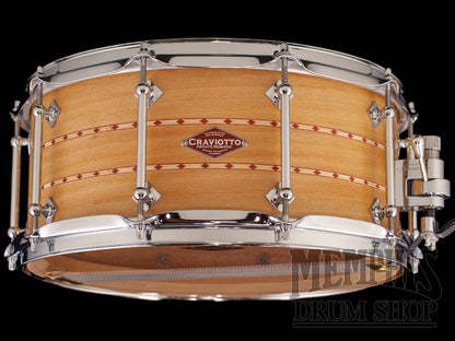 Craviotto 14x6.5 President's Collection Sycamore Snare Drum with Dual Red Inlay