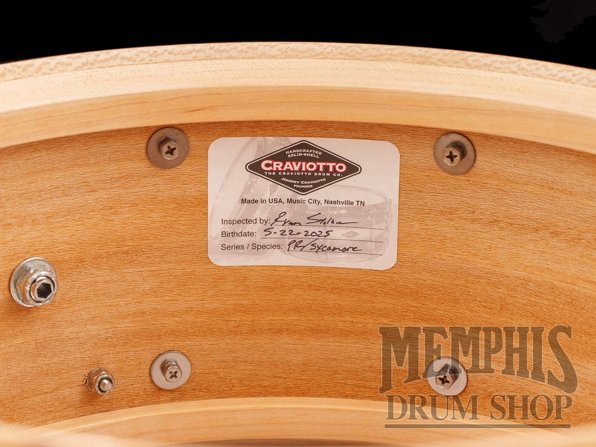 Craviotto 14x6.5 President's Collection Sycamore Snare Drum with Dual Red Inlay
