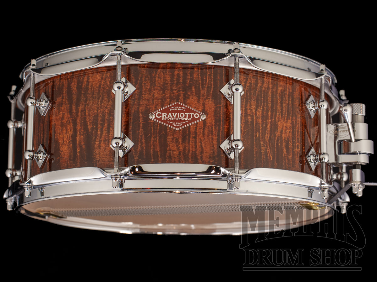 Craviotto 14x5.5 Private Reserve Curly Maple Snare Drum - Mocha Gloss