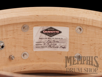 Craviotto 14x5.5 Private Reserve Curly Maple Snare Drum - Mocha Gloss
