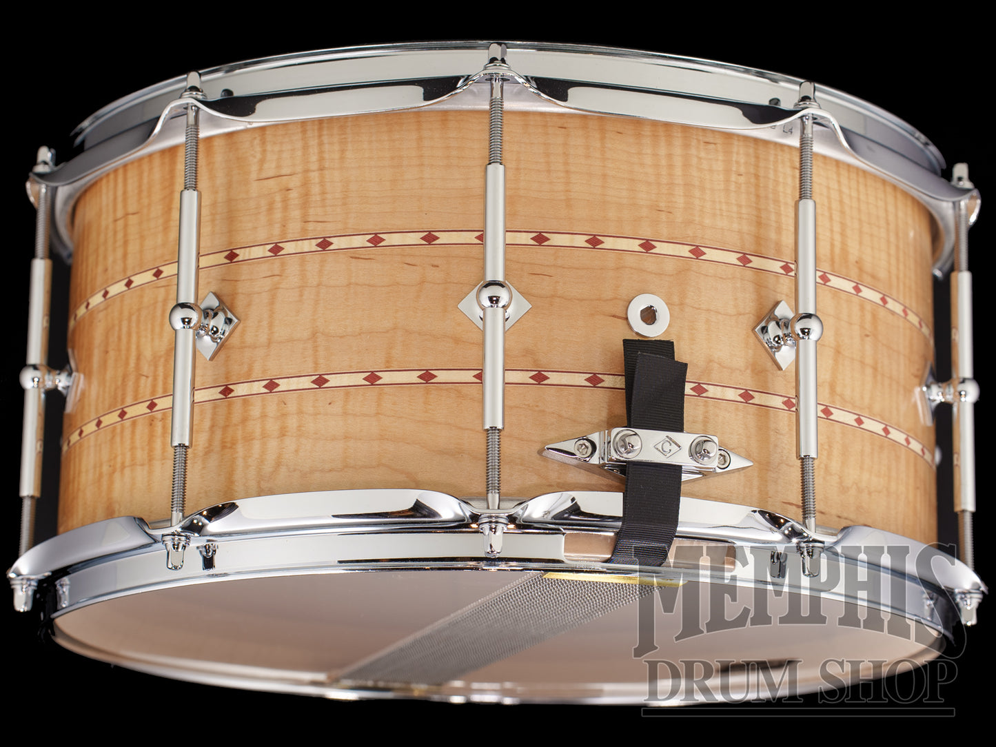 Craviotto 14x7 Private Reserve Curly Maple Snare Drum with Dual Red Inlay