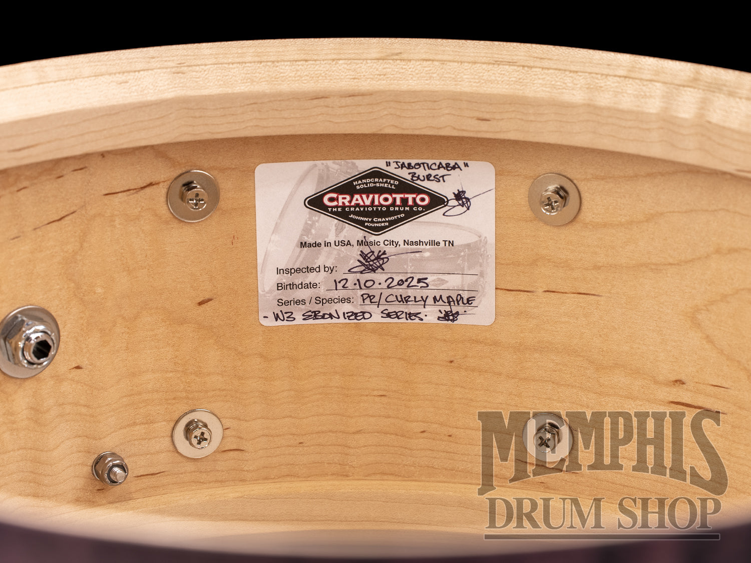 Craviotto 14x6.5 Private Reserve Curly Maple Snare Drum - Purple