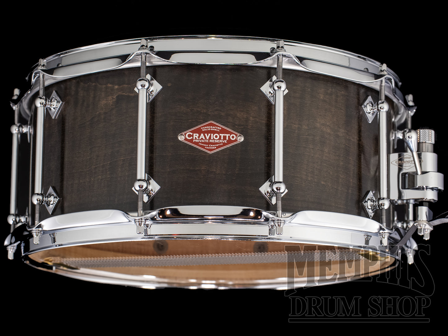 Craviotto 14x6.5 Private Reserve Curly Maple Snare Drum - Dark Ebonized