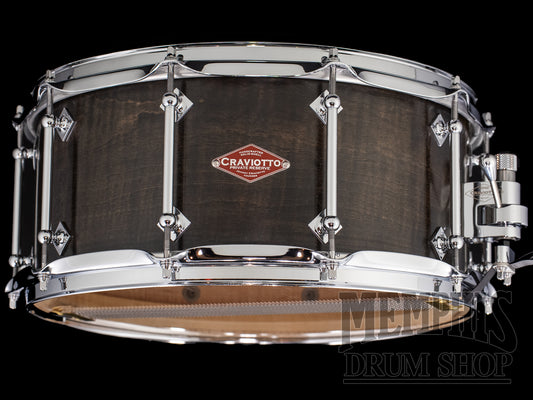 Craviotto 14x6.5 Private Reserve Curly Maple Snare Drum - Dark Ebonized