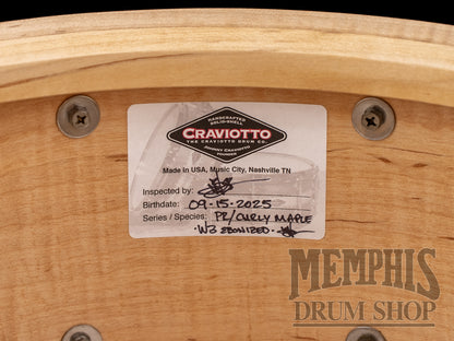 Craviotto 14x6.5 Private Reserve Curly Maple Snare Drum - Dark Ebonized