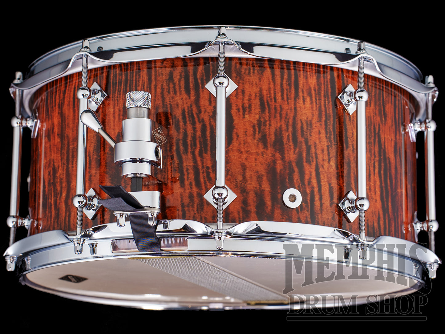 Craviotto 14x6.5 Private Reserve Curly Maple Snare Drum - Tangerine Ebonized Gloss