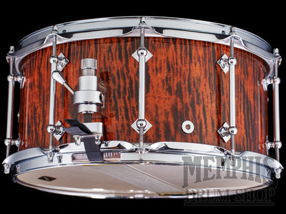 Craviotto 14x6.5 Private Reserve Curly Maple Snare Drum - Tangerine Ebonized Gloss