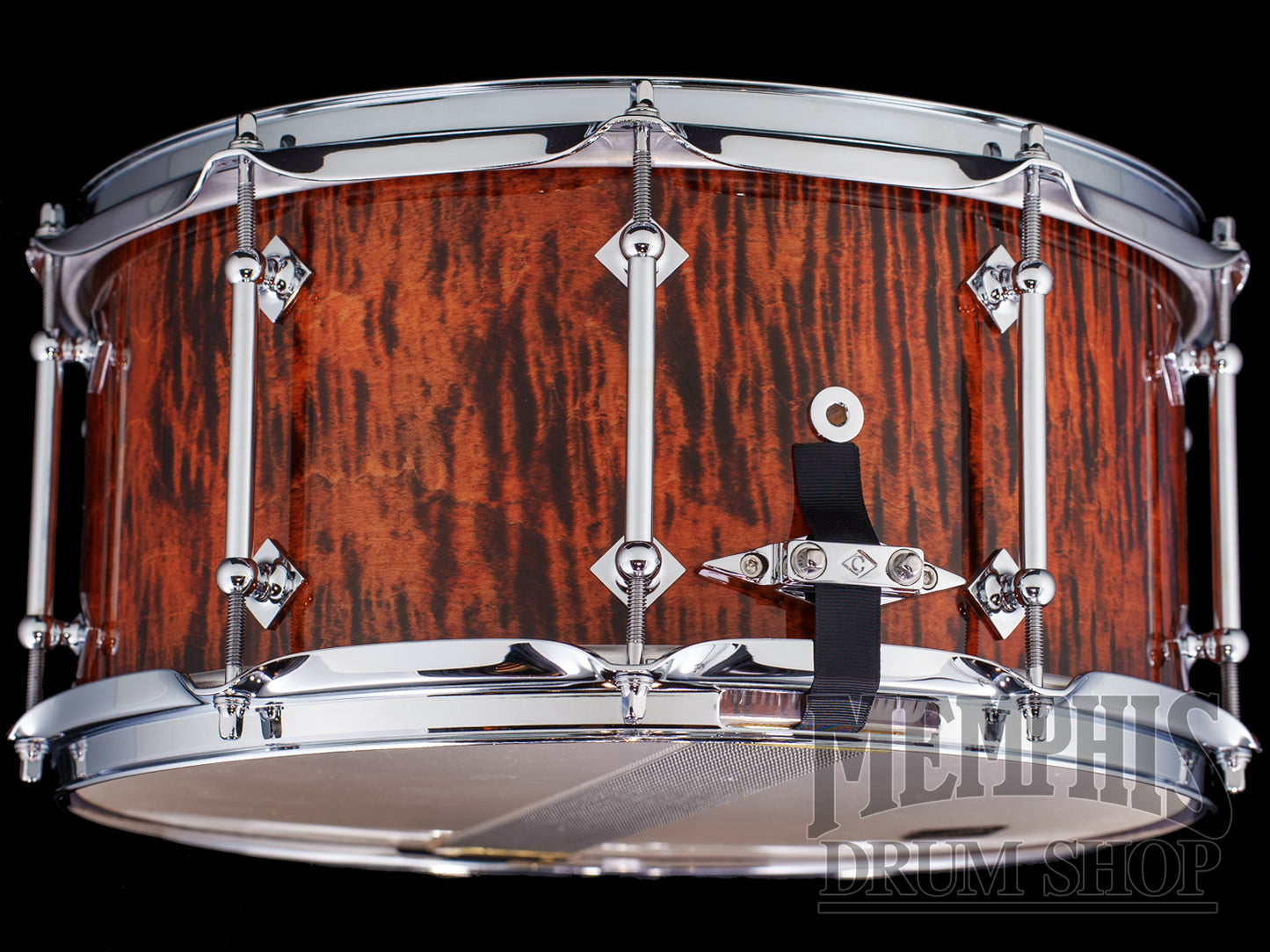 Craviotto 14x6.5 Private Reserve Curly Maple Snare Drum - Tangerine Ebonized Gloss