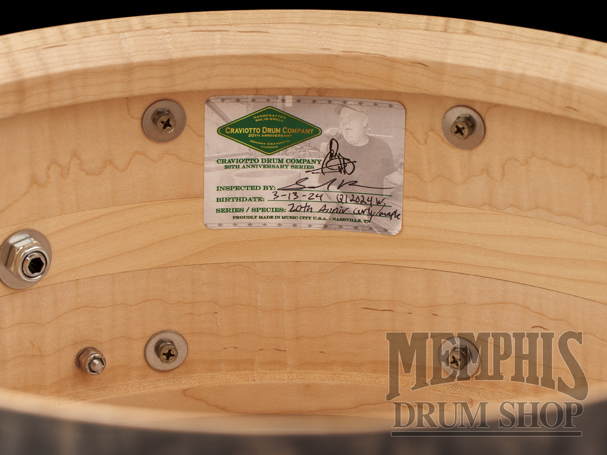 Craviotto 14x6.5 20th Anniversary Stacked Solid Maple Snare Drum