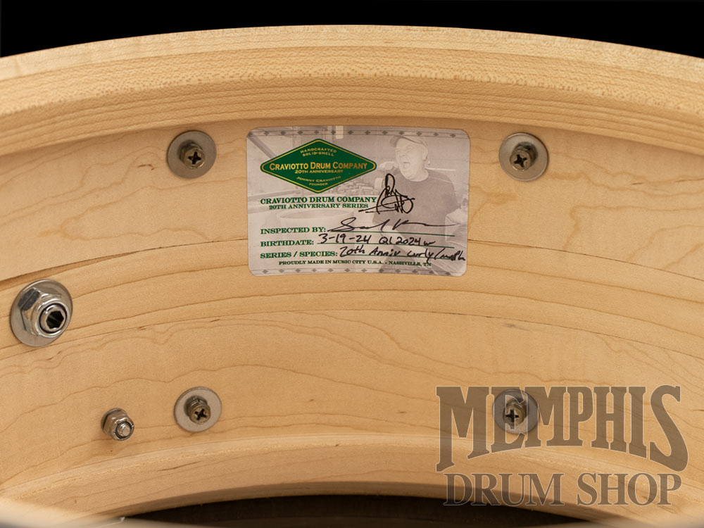 Craviotto 14x6.5 20th Anniversary Q1 Solid Black Curly Snare Drum with Die-Cast Hoops