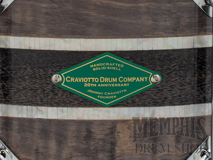 Craviotto 14x6.5 20th Anniversary Q1 Solid Black Curly Snare Drum with Die-Cast Hoops