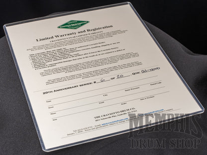 Craviotto 14x6.5 20th Anniversary Q1 Solid Black Curly Snare Drum with Die-Cast Hoops