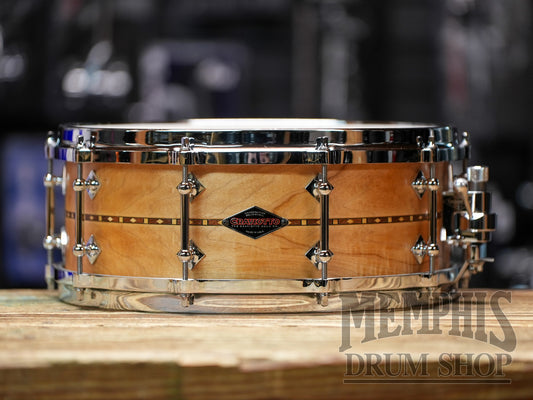 Used Craviotto 14x5 Custom Shop Maple Snare Drum with Walnut Inlay and Die-Cast Hoops
