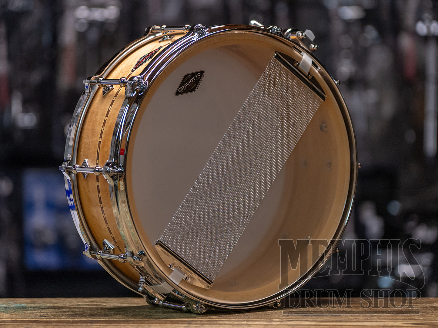 Used Craviotto 14x5 Custom Shop Maple Snare Drum with Walnut Inlay and Die-Cast Hoops