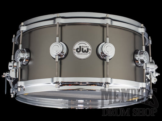 DW 14x6.5 Collector's Series Satin Black Over Brass Snare Drum with Die-Cast Hoops