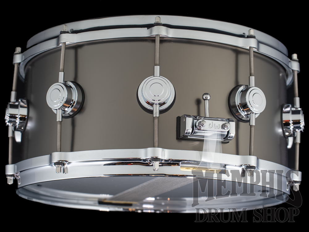 DW 14x6.5 Collector's Series Satin Black Over Brass Snare Drum with Die-Cast Hoops