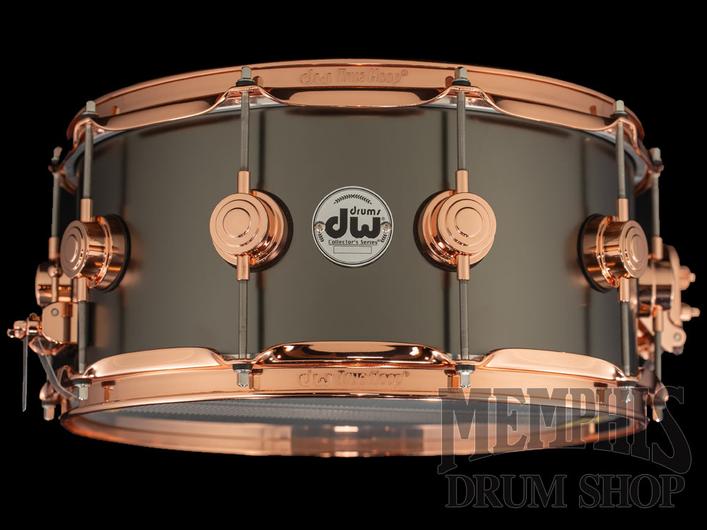 DW 14x6.5 Collector's Series Satin Black Over Brass Snare Drum with Copper Hardware