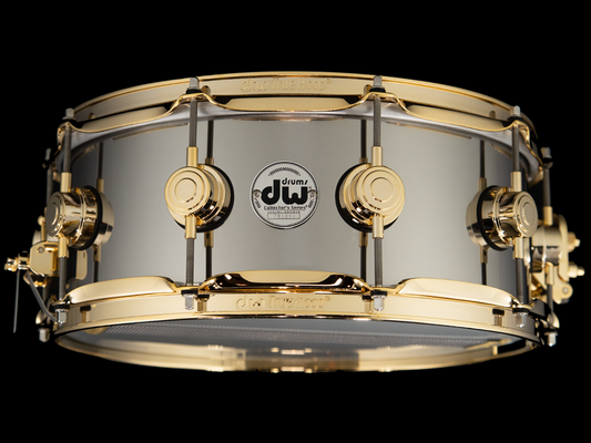 DW 14x5.5 Collector's Series Stainless Steel Snare Drum with Gold Hardware