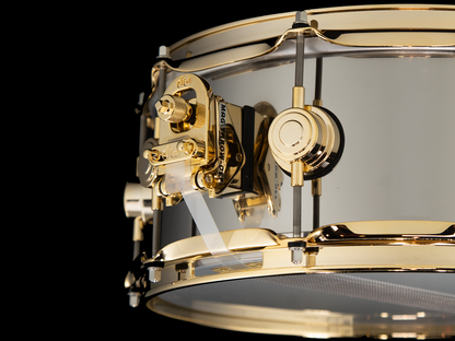 DW 14x5.5 Collector's Series Stainless Steel Snare Drum with Gold Hardware