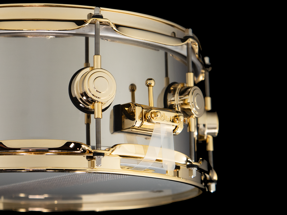 DW 14x5.5 Collector's Series Stainless Steel Snare Drum with Gold Hardware