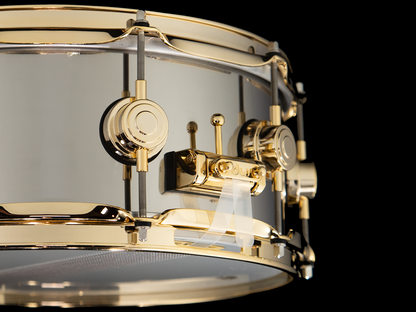DW 14x5.5 Collector's Series Stainless Steel Snare Drum with Gold Hardware