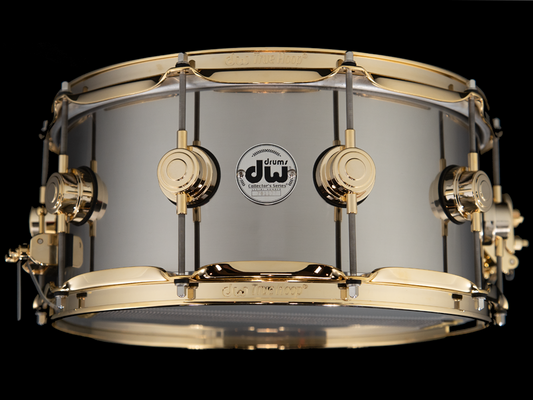DW 14x6.5 Collector's Series Stainless Steel Snare Drum with Gold Hardware