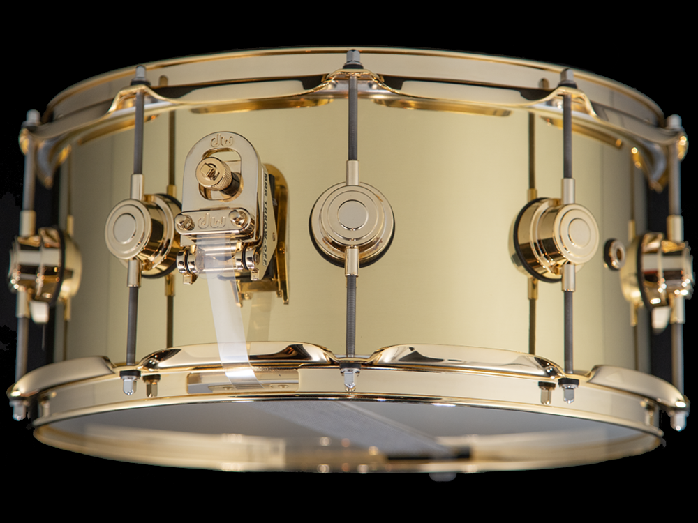 DW 14x6.5 Collector's Series Bell Brass Snare Drum with Gold Hardware