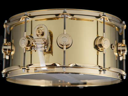 DW 14x6.5 Collector's Series Bell Brass Snare Drum with Gold Hardware