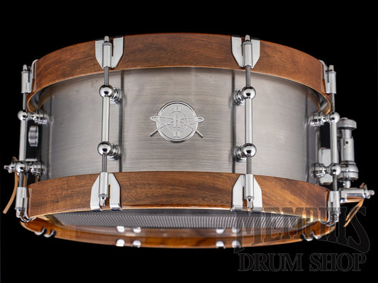 Dunnett Classic 14x6.5 Carbon Steel Sledge Snare Drum with Acacia Metal Wood Hoops - Polished
