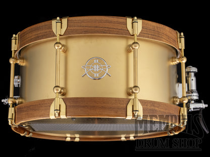 Dunnett Classic 14x7 Model K Cast Brass Snare Drum with Acacia Metal Wood Hoops - Raw