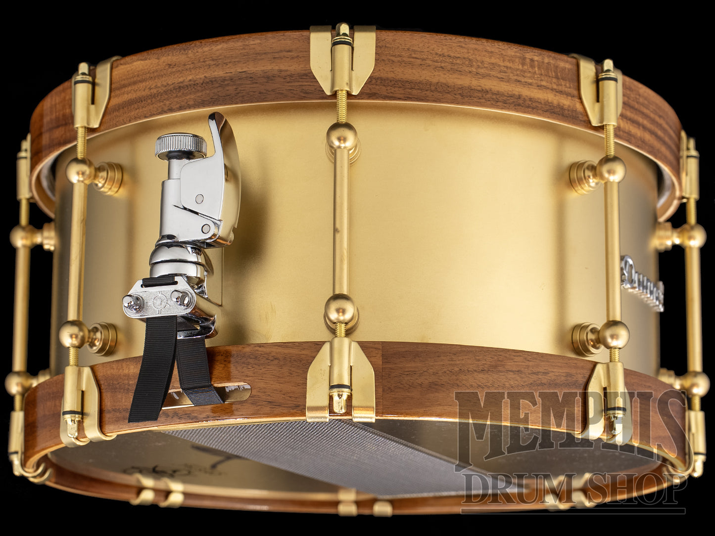 Dunnett Classic 14x7 Model K Cast Brass Snare Drum with Acacia Metal Wood Hoops - Raw